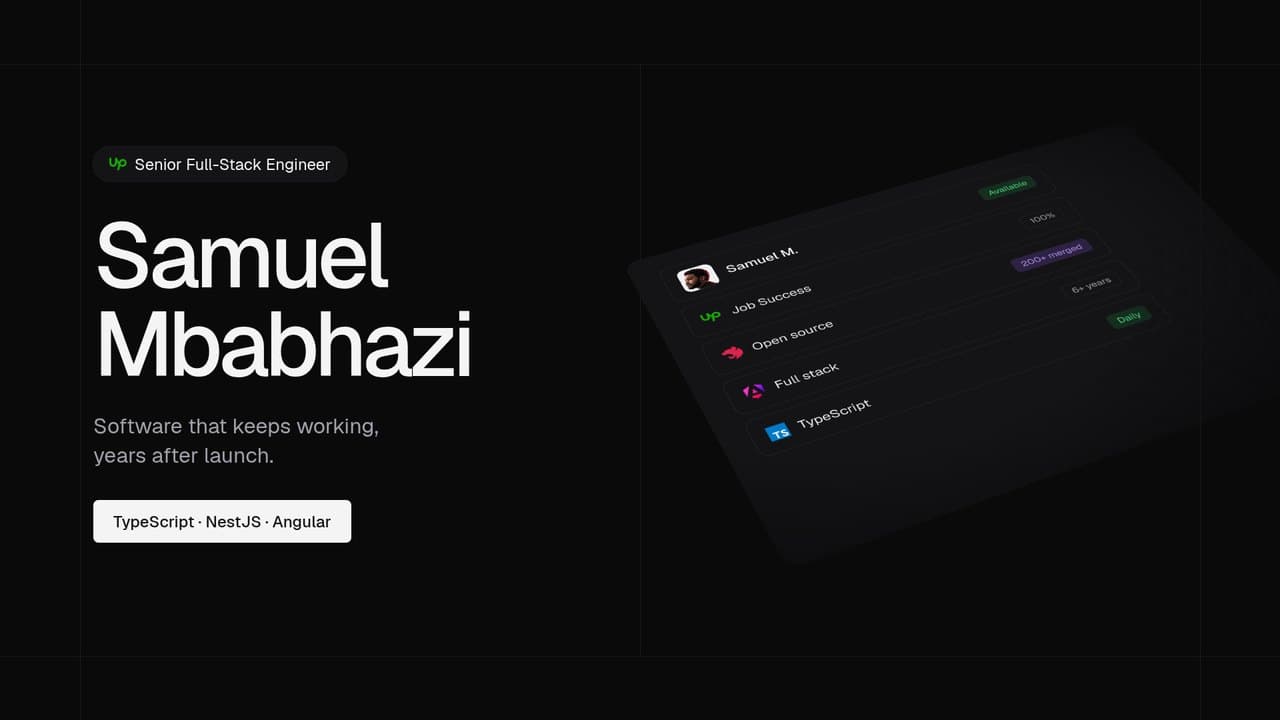 Thumbnail of Take 1, light: Samuel Mbabhazi, Senior Full-Stack Engineer, software that keeps working years after launch